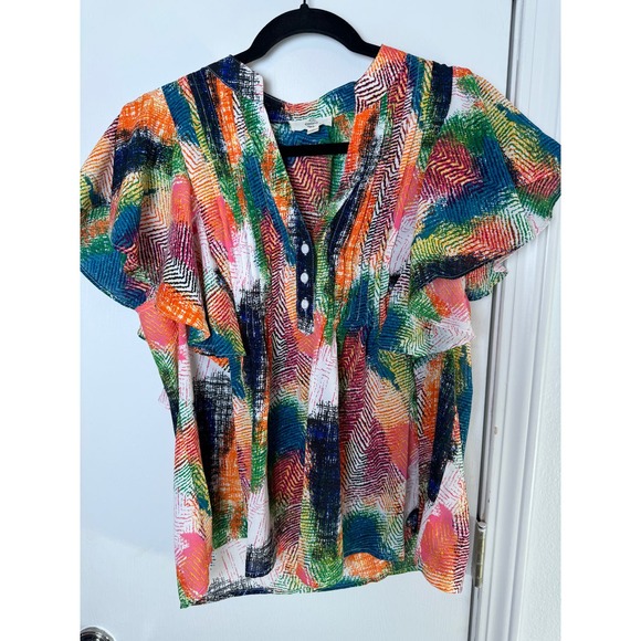 Entro Gem Tone‎ flutter sleeve blouse - Picture 1 of 6